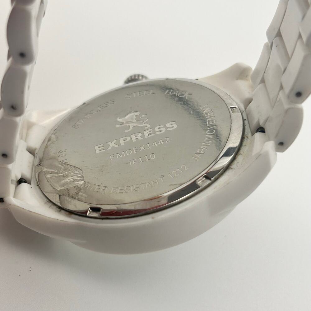 EXPRESS White Stainless Steel 44mm Women’s Watch Working New Battery - Picture 6 of 8